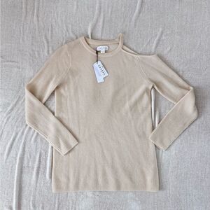 Velvet By Graham & Spencer Cashmere Sweater Cut Out Shoulder Medium NWT